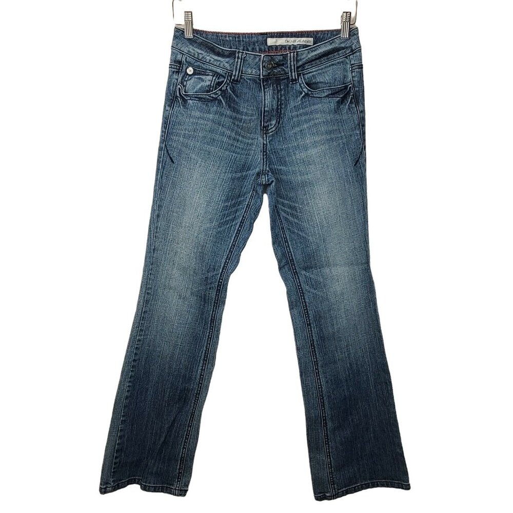 DKNY Jeans Womens Size 6 Medium Wash Denim Bootcut Stretch Whiskering Casual